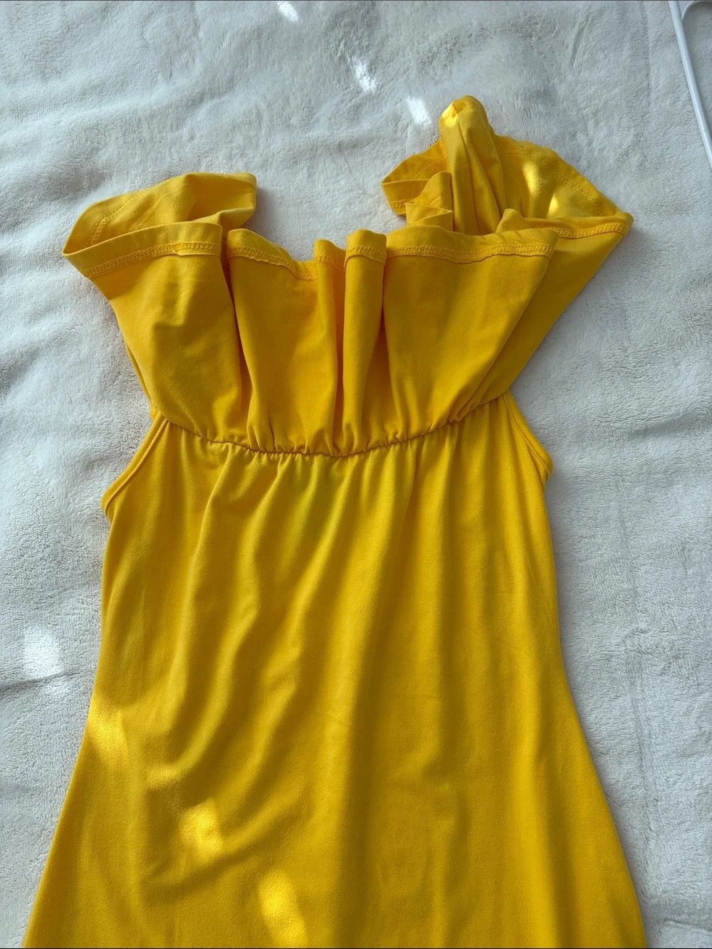 Yellow Off-Shoulder Ruffle Dress - Picture 5 of 5